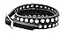 Mandala Crafts Stackable Rhinestone and Alloy Studs Black PU Leather Wrap Bracelet (Black)