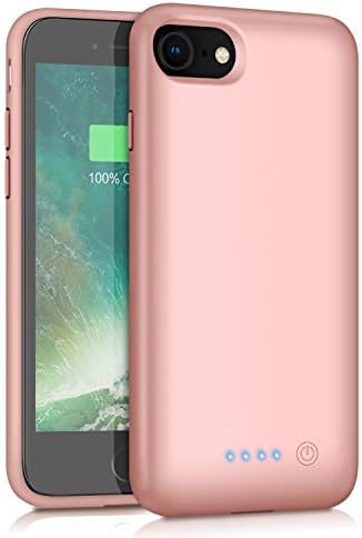 Battery Case for iPhone 8/7, HETP 6000mAh Portable Rechargeable Extended Battery Pack for Apple iPhone 7 & iPhone 8 Charging Case Protective Backup Power Bank (4.7 inch)- Rose Gold