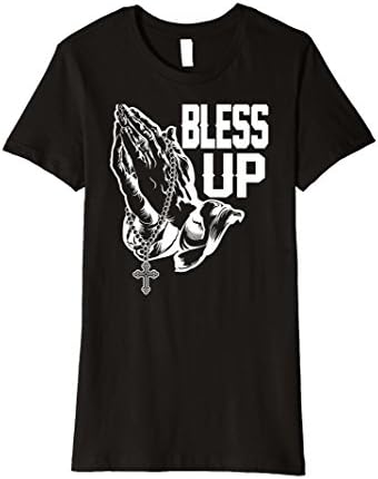 Womens Bless Up Jesus Christian t-shirt Small Black