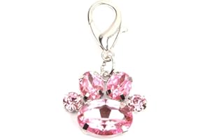 XKSRWE Bling Rhinestones Paw Charm Pendant Jewelry for Pet Dog Cat Puppy Necklace Collar Accessory