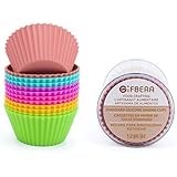 Gifbera Reusable Silicone Cupcake Baking Cups Standard Muffin Molds, 6 Colors, Pack of 12