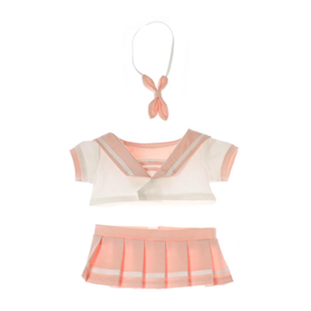 niannyyhouse 20cm Doll Clothes Ties Shirts JK Skirts Sailor Suit 8in Plush Doll Accessories (pink)