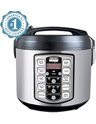 Aroma Housewares Professional Plus ARC-5000SB 20 Cup (Cooked) Digital Rice Cooker, Food Steamer, Slow Cooker, Stainless Exterior/Nonstick Pot, Silver, Black, 10-cup uncooked/20-cup cooked/4QT