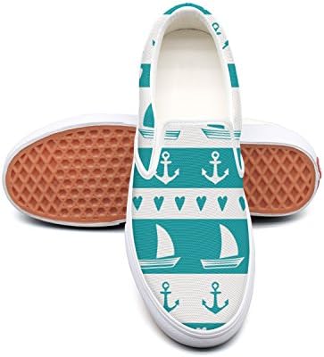 Lalige Anchor Sailboat Hear Womens Breathable Canvas Slip-on Skateboarding Shoes
