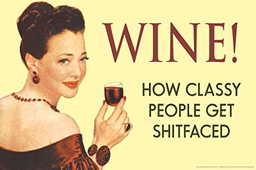 Wine! How Classy People Get Shitfaced Humor Poster 18x12