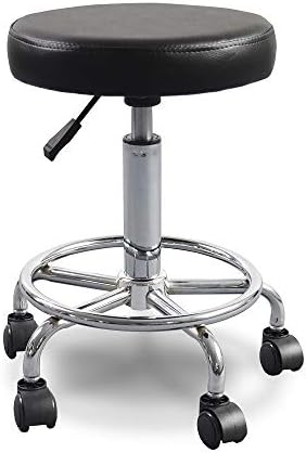 WDLF Round Salon Beauty Stool Hight Adjustable Swivel Gas Lift Massage Stool Chair for Hairdressing Manicure Tattoo Therapy Beauty Massage Spa Salon (Black)