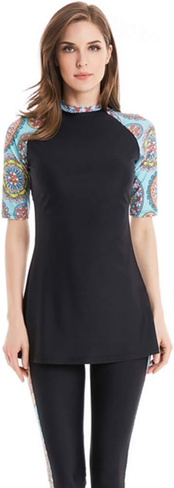 Modest Swimwear for Women's Rash Guard Short Sleeve Swimwear Modesty Swimming Costume Surfing Suit Burkini