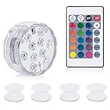 Submersible Light Remote Controlled, Aurora RGB Multi Color waterproof lights idea for Bathtub, Aquarium, Vase Base, Pool Lights ,Christmas, Wedding, Party Decorative light 1 pack