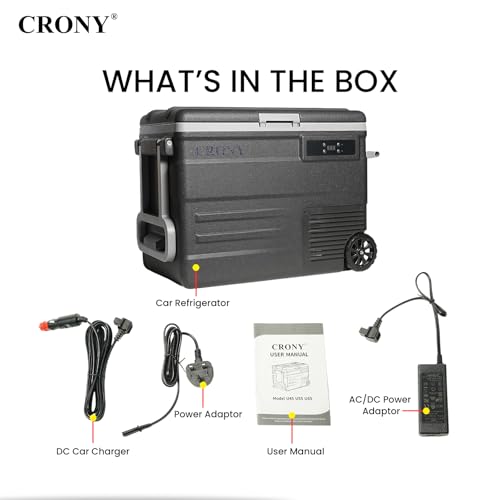 CRONY U55 12V/24DV Car Refrigerator 55L Electric Cooler Car Fridge APP Bluetooth Control -20°C to 20°C, Portable with Wheels Freezer for Camping Travel Outdoor, Dual Power Options