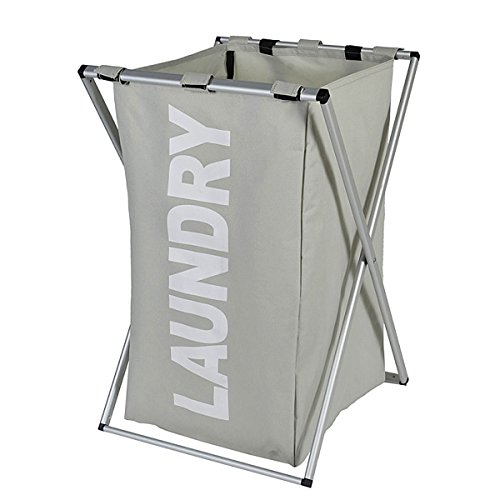 ESHOW 13.4â€œx15â€x22.4â€œ 600D polyester (oxford) Large Laundry Hamper, 1Section Easy Assembly Washing Cloth Basket Soter, Laundry Basket with Aluminum X-Frame (light grey-1)