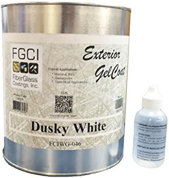 DUSKY WHITE Boat Paint, EXTERIOR GEL COAT KIT, 1 GALLON W/ 2 OZ MEKP, Fiberglass Coatings, Inc, PROFESSIONAL MARINE GELCOAT SPECIALISTS, Boat Exterior Hulls, Boat Interior Decking, DIY Projects