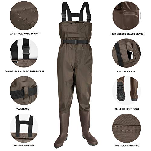 KOMEX Chest Waders, Waterproof Fishing Waders with Wading Belt and