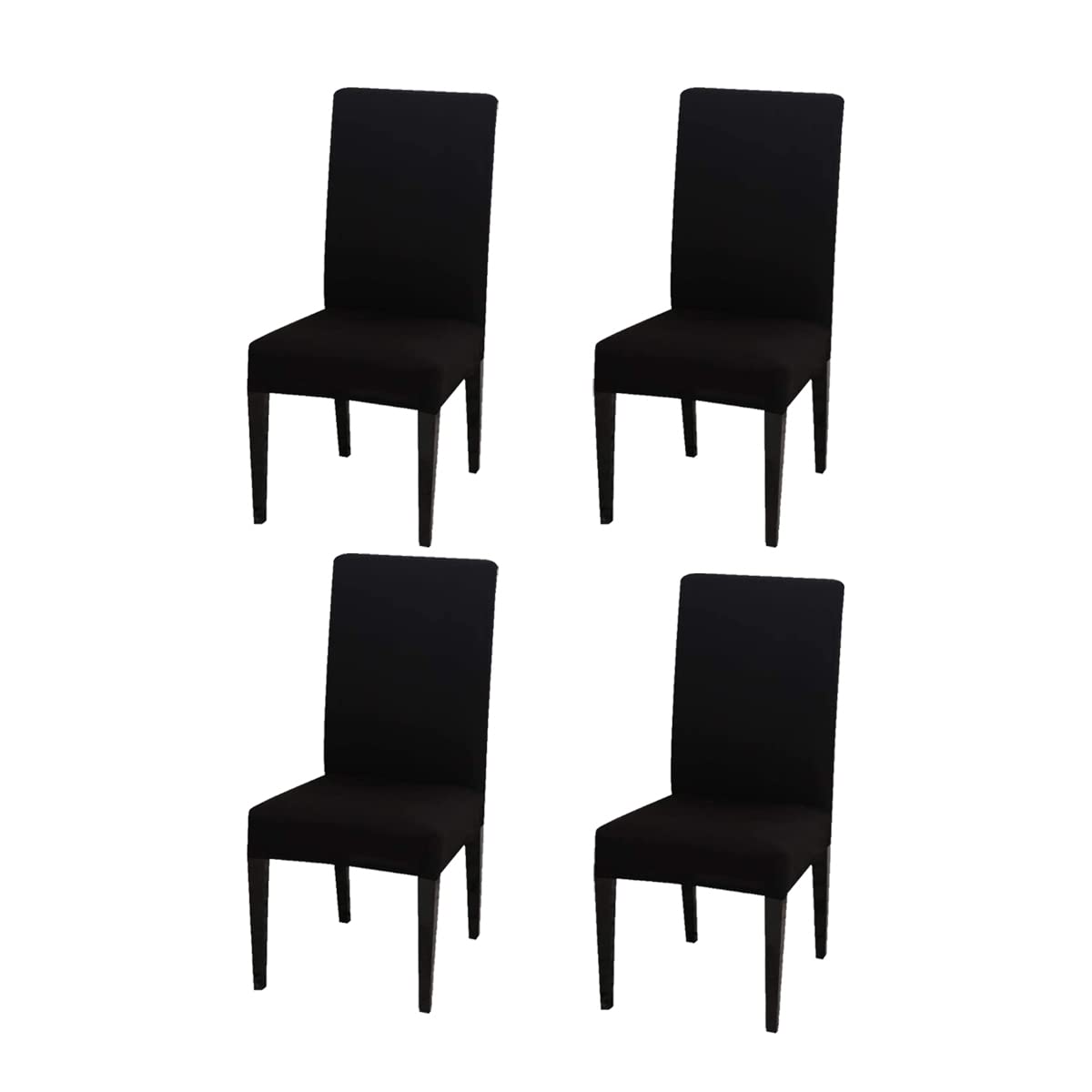 Chickwin Dining Chair Cover Set of 4, Stretch Dining Chair Slipcover Modern High Back Chair Cover, Elastic Washable Dining Chair Seat Protector for Kitchen Dining room (Black)