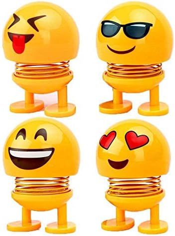 dudubaobei 4PCS Creative Shaking Head Dolls Auto Interior Decoration，Cute Emoji Springs Dancing Toys Action Figures Bounce Toys Car Ornament Shake Car Decor Home Decor Table Decor Best Gift