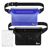 iKuShang Waterproof Pouch 2 Pack Waterproof Fanny Pack Waterproof Phone Case Waterproof Wallet Protect Your Valuables Safe & Dry Perfect for Boating Swimming Beach Pool Water Parks(Blue & Black)