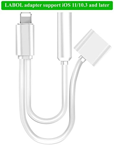 iPhone 7/7 Plus 2 in 1 Lightning to 3.5 mm Headphones and Charger Adapter by LABOL(Support IOS 11/10.3 and later),Listen to Music with Favorite Headphone and Charge Your iPhone7 at the Same Time