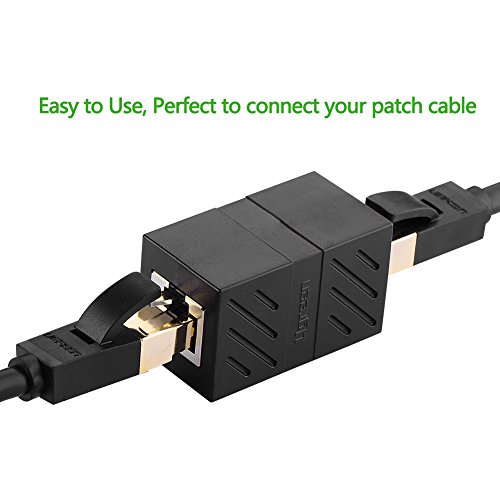 UGREEN RJ45 Coupler 2 Pack In-Line Coupler Cat7/Cat6/Cat5e Ethernet Cable Extender Adapter Female to Female (Black)
