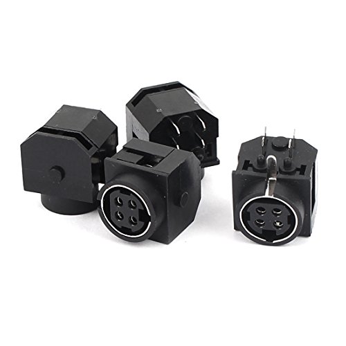 uxcell 4 Pcs MPC-4 PCB Mount Female 4 Pin DIN Sockets Connectors Adapter