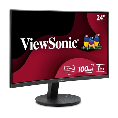 ViewSonic VA2416C 24 Inch 1080p Curved Monitor, Frameless Design with Variable…