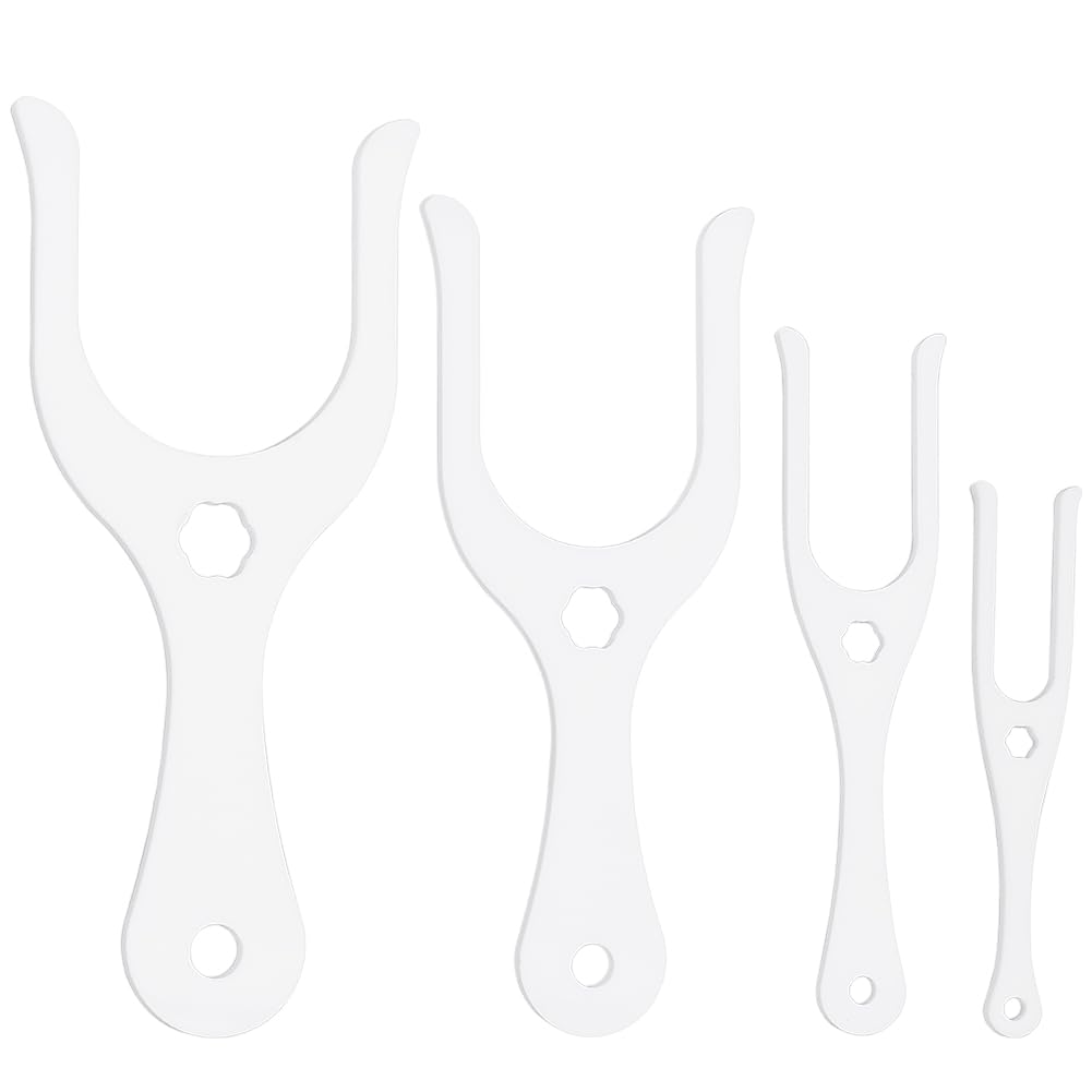 BENECREAT 4 Sizes White Acrylic Knitting Forks, Horn Fork Cord Braiding Tool, DIY Weaving Craft Tool, Weaving Tools for Bracelets Necklaces Making