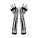 Winlans Punk Gothic White Skeleton Halloween Long Arm Warmer Fingerless Dress Gloves, Black
