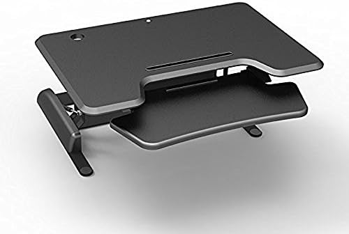Ergy - Ergonomic Standing Workstation- Adjustable Computer &amp; Keyboard Desk- 6 Height Levels-Two- Tier Design- Easy To Assemble- Supports Up To 44 lbs- Fits Most Kinds Of Desks