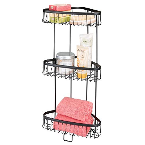 mDesign Metal 3Tier Bathroom Corner Shower Shelf Free Standing