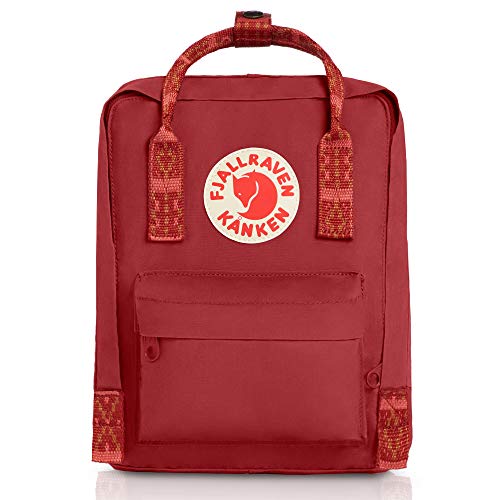 kanken mini deep red folk pattern