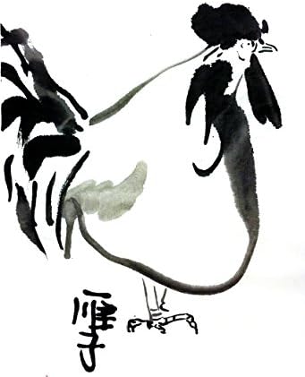 Chinese ink painting Original rooster ink painting Chinese brush rosster painting Rooster painting Rooster drawing Bird painting Size 10x15 inch