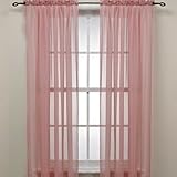 Rose Pink Sheer Window Panel Curtain (2) by Editex