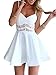 Choies Women's Spaghetti Strap Lace Waist Knee Length Mini Skater Dress White Medium
