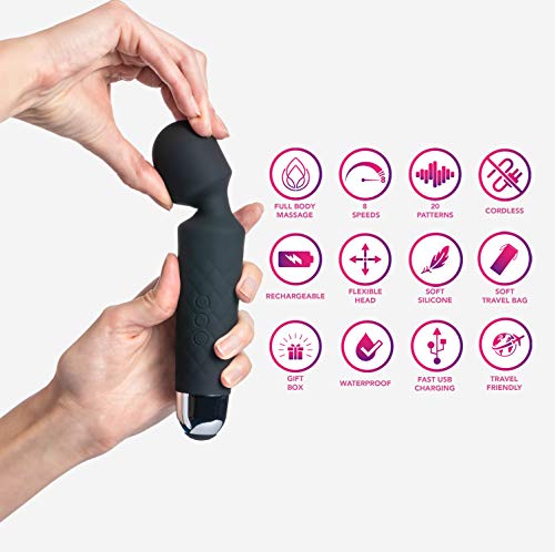 Oliver-James-Massaggiatore-Wand-Massaggiante-Personale-Elettrica-20-modalita-di-vibrazione-8-velocita-per-Massaggi-Rilassanti-e-per-Alleviare-la-Tensione-Muscolare-borsa-da-viaggio-Nero