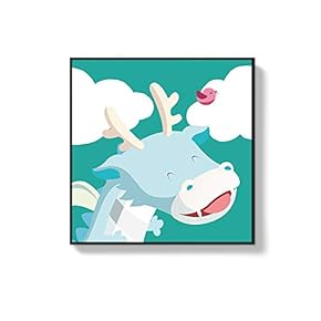 Framed Canvas Wall Art for Living Room, Bedroom Cute Cartoon Animals Canvas Prints for Home Decoration Ready to Hanging - 16x16 inches