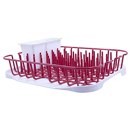 GLAD GLD-71109 Drying Organizer with Dish Rack, Drain Board & Utensil Holder Kitchen, Pantry, Cabinet, Cupboard, Shelf, Sink, Silverware, One Size