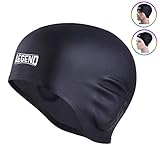 aegend Solid Silicone Swim Cap, Comfortable Fit Swim Caps Swimming Cap for Men Women Adults Youths, 3D Ergonomic Design, Black