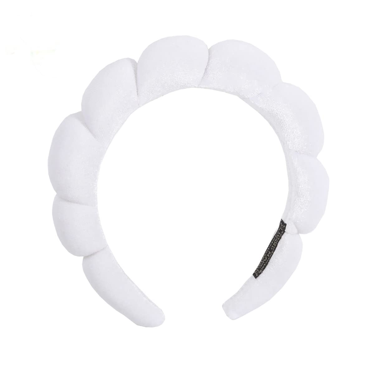 Ycfish Puffy Makeup Headband Spa Headbands for Women Sponge & Terry Towel Cloth Fabric Cute Skincare Headband for Face Washing, Makeup Removal, Shower, Facial Mask (White) — image 1