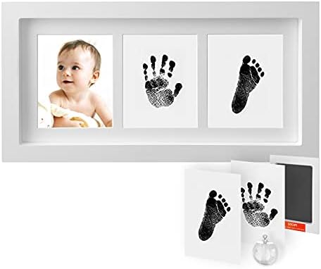 生まれたばかりの赤ちゃんの手形とfootprintのフォトフレーム赤ちゃんのインクの手と視のキット 白い 割引