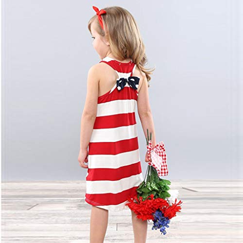 Independence Day Family Pack Girls Children's Sleeveless Striped Dress American Flag Patriotic Dress Red - Thumbnail 2