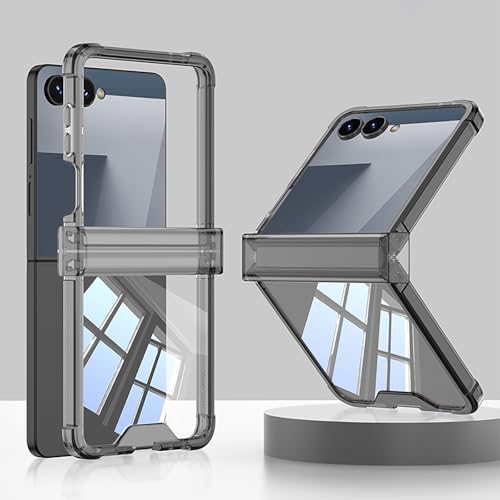 Hauw Funda Galaxy Z Flip7 5G,Funda de Teléfono Translúcida de Silicona Suave con Bisagra Ultrafina Todo Incluido Compatible con Samsung Galaxy Z Flip7 5G,Negro