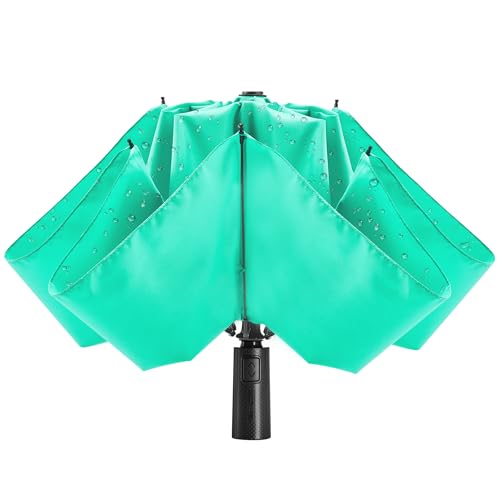ACEIken Parapluie de voyage pliable à fermeture inversée et coupe-vent – Compact et portable pour un transport facile avec ouverture et fermeture automatique – pour homme et femme, Bleu d'eau, 106 cm