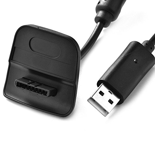SunTrade 2 Pcs USB Charging Cable USB Charger For Xbox 360 Wireless Game Controller (2 pcs, Black) - Thumbnail 4