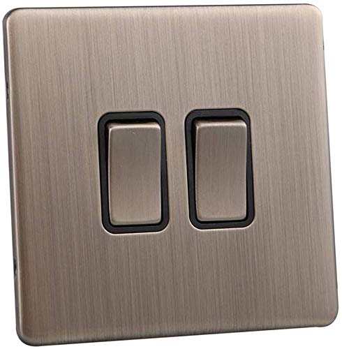 Litt up Sleek Elegance Double Light Switch Screwless Stainless Steel Flat Plate 2 Way 10AX Premium Quality CE Approved LITN304DME