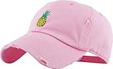 KBSV-024 PNK Pineapple Vintage Distressed Dad Hat Baseball Cap Polo Style Adjustable