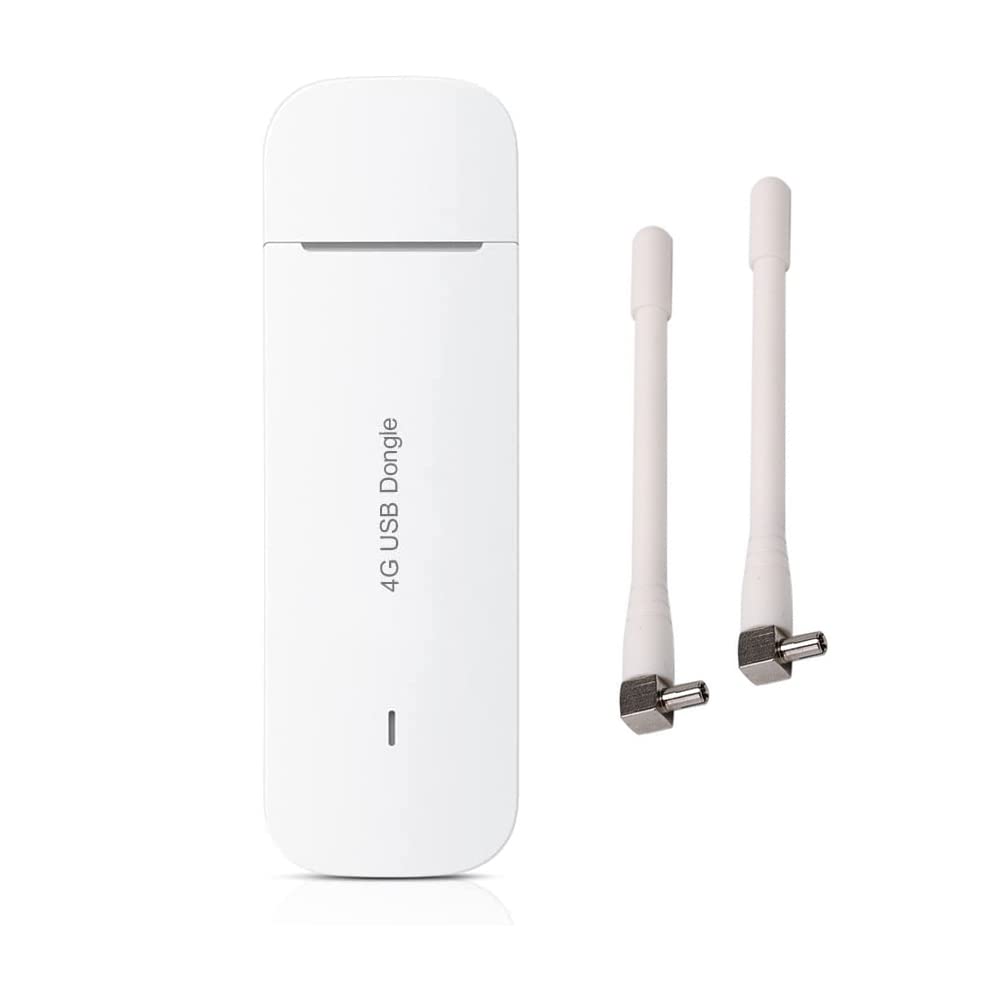 Unlocked Brovi E3372-325 4G USB Dongle (White). Super-Fast 150Mbps Speed. Works with any Network Sim Card Worldwide. Includes 2 x External Antennas