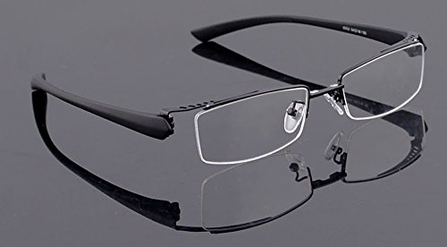 Agstum Mens Half Rimless Myopia Glasses Frame Magnetic Clip On Sunglasses (Black frame with 2pcs clip on, 53mm)