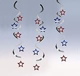 Dizzy Danglers Hanging Party Décor, Red and Blue Stars