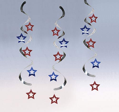 Dizzy Danglers Hanging Party Décor, Red and Blue Stars