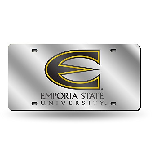 Rico Industries NCAA Emporia State Hornets Laser Inlaid Metal License Plate Tag, Silver