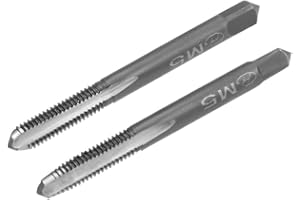 uxcell Metric Hand Tap M5 Thread 0.8 Pitch 3 Straight Flutes H2 Alloy Tool Steel Bottom & Taper Screw Tap Set Tapping Tools f