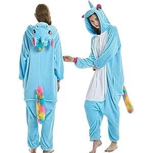 Kigurumi winterpyjama, dieren-pyjama, eenhoorn, pyjama, eendelig, uniseks, volwassenen, flanel, nachtkleding